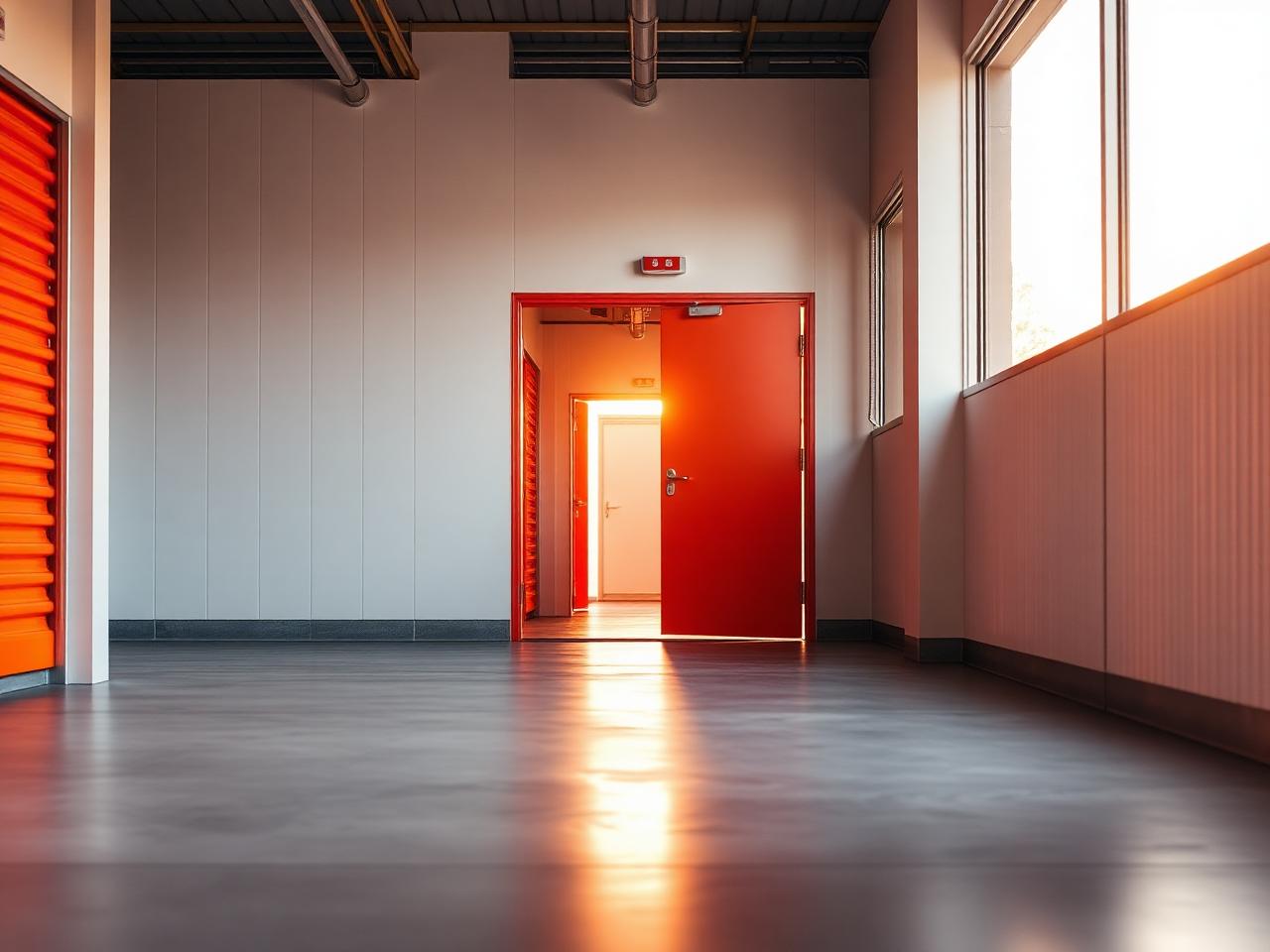 Clean polished concrete inside a Casita storage unit